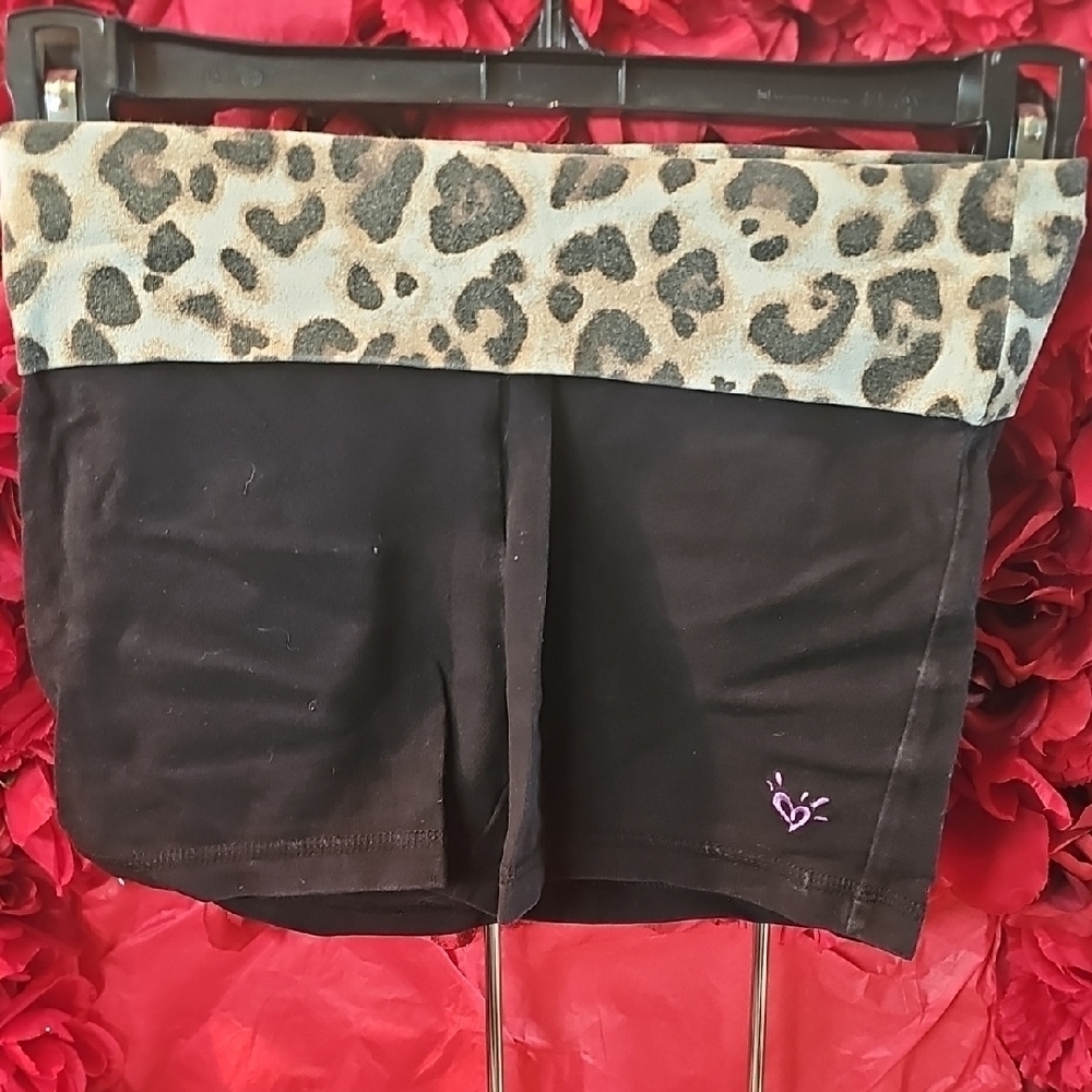 Justice Girls Leopard Print Black Shorts Size 8